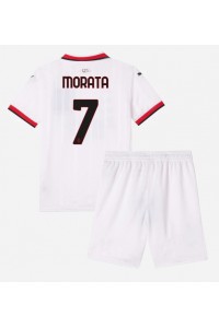 AC Milan Alvaro Morata #7 Jalkapallovaatteet Lasten Vieraspeliasu 2024-25 Lyhythihainen (+ Lyhyet housut)